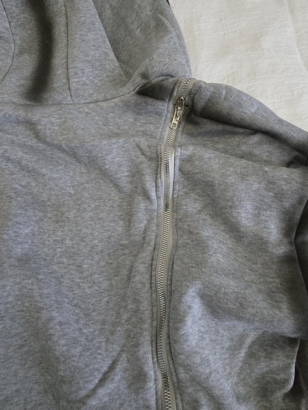 Men’s Gray Double-Zip Hooded Sweatshirt - Picture 6 of 7